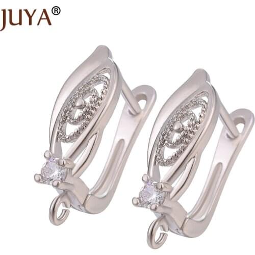 Fashion Earring Hooks Copper Metal Zircon Earrings for Jewelry Making DIY Woman Tassle Earrings Findings Handmade Accessories