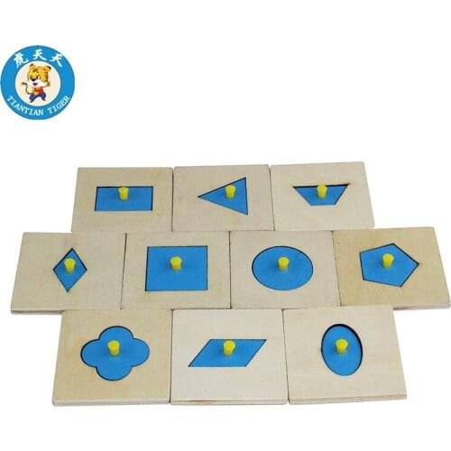 Montessori Baby Wooden Toys Educational Training Single Geometry Shape Puzzles 10 Pcs