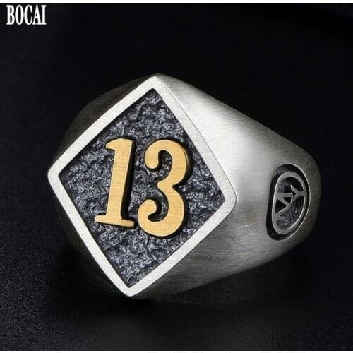 2020 new real s925 sterling silver ring for men fashion personality custom lucky number ring, hip hop single man ring