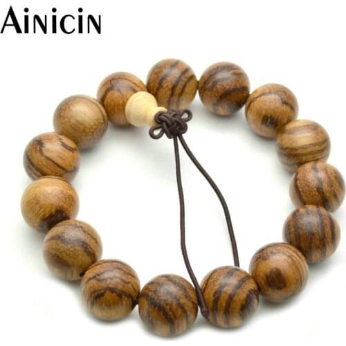 New Arrival Tiger Veins Tambac Wood Strand Bracelets 15mm Beads Jewelry