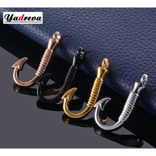 Stainless Steel Personalized Gold Silver Rose Gold Black Hook Pendant Necklace Commemorative Jewelry