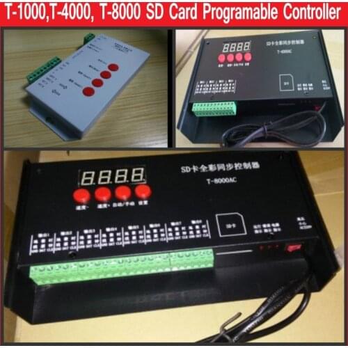 T-1000 T-4000 T-8000 SD Card RGB Led controller WS2801 WS2811 SK6812 WS2812B LPD6803 Programmable Pixel Controller