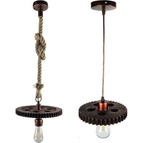 Industrial Vintage Pendant Lights Retro Iron Rust Gear Wheel Indoor Hanging Lamp Fixtures Kitchen Dining Room Restaurant Cafe