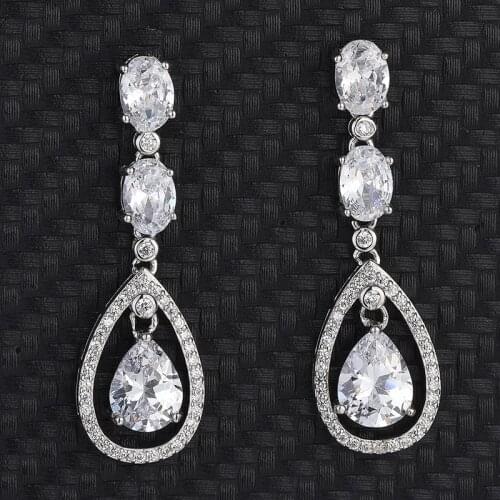 Europe And America Simple Fashion Long Teardrop Earrings Jewelry Earrings Wedding Dress Banquet S925 Sterling Silver Ladies