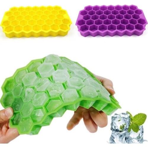 37 Cells Honeycomb Shape Ice Cube Tray Silicone Ice Cube Maker Mold With Lids For Ice Cream Party Whiskey Cocktail Cold BPA Free
