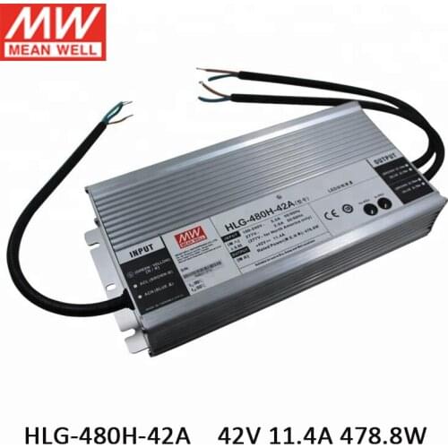 MEAN WELL LED Power Supply HLG-480H-42A 42V Adjustable LED driver 110V/220V AC to 42V DC 11.4A 480W waterproof IP65 Transformer