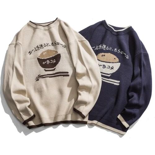 Harajuku Ins Cool Big Bowl Japanese-Style Retro Loose Couple Sweater Men and Women Sweater College Autumn Sweater