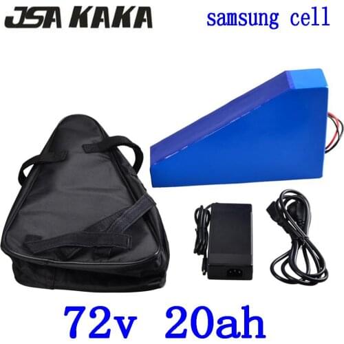 72V 20AH Triangle lithium battery 72V 20AH ebike battery 72V 2000W 3000W electric bike battery use samsung cell with 84V charger
