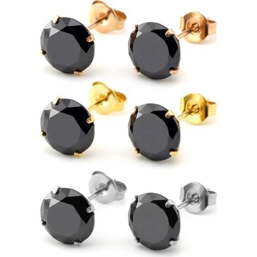 Uelf Fashion Black Color AAA CZ Element Stud Earrings For Women Vintage Crystal Earrings Statement Wedding Jewelry