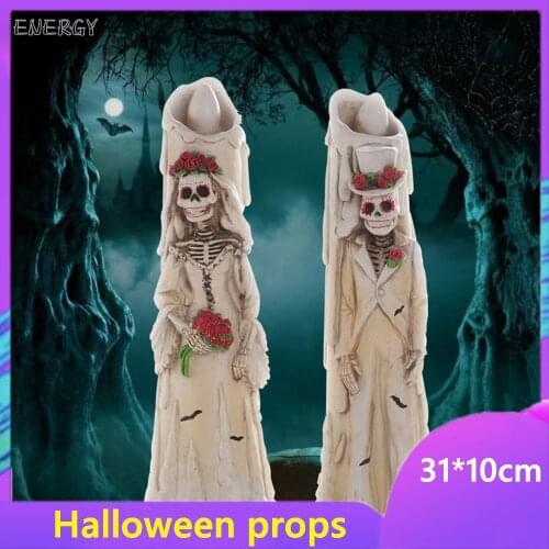 Ready stock Halloween Bar Decoration Props Candle Lights LED Lights Pumpkin Lights Creative Skull Necklace Horror Skull