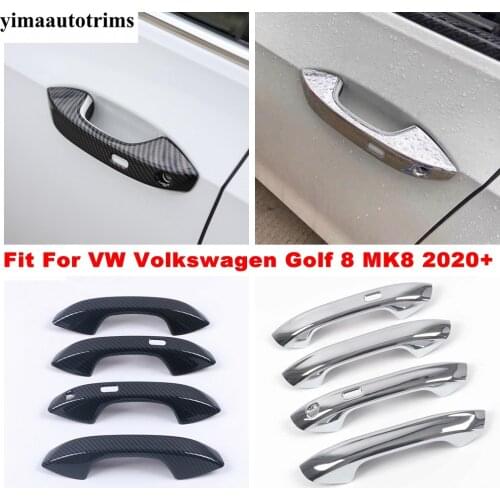 ABS Chrome / Carbon Fiber Look Outer Door Handle Bowl Protection Cover Trim Accessories For VW Volkswagen Golf 8 MK8 2020 2021
