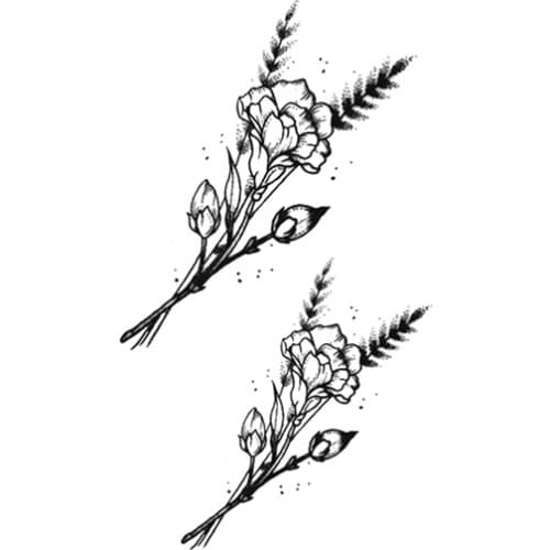 Sketch Flower Blossom Peony Rose Waterproof Temporary Tattoo Sticker Black Tattoos Body Art Arm Hand Chest Neck Women Fake Tatoo