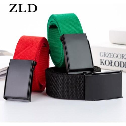 ZLD Unisex Men Canvas Belts Metal Buckle Women Casual Candy Solid Military Belt Outdoor Tactical For Jeans Pants 110CM-150CM