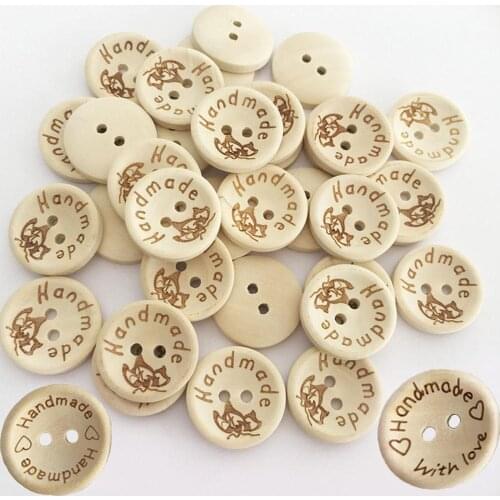 100pcs Natural Wood Buttons for Handwork Sewing Scrapbook Clothing Crafts Accessories Gift Card Decor 15-25mm