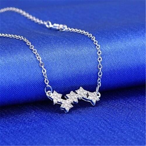 12Pcs/lot Crystal Star Pendant Necklace for Women Linked Star Choker Necklace Wholesale