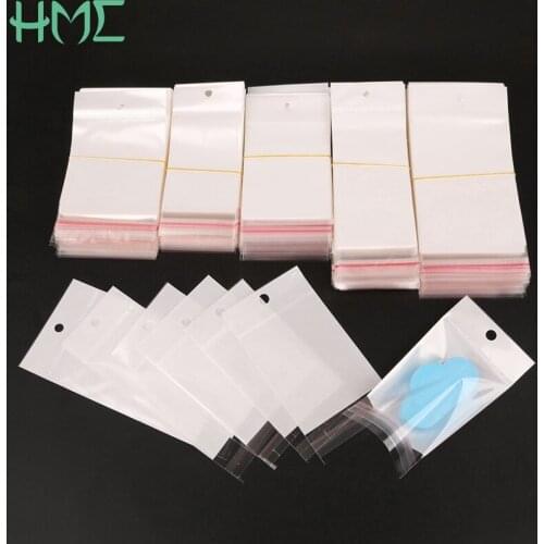 200pcs One-off White Transparent Clear Self-Adhesive Plastic Storage Bag Jewelry Gift Packaging Bag Resealable OPP Poly Bags