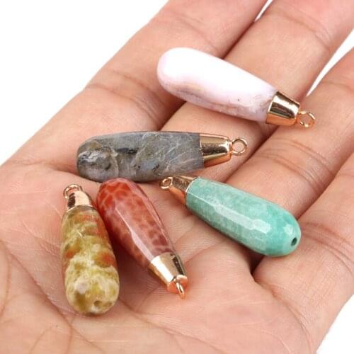 2020 dankaishi Water Drop Shape Jewelry Accessories & Findings Natural Stone Druzy Crystal Gempoint Mixed Color Wholesale