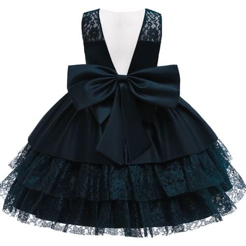 Bow Birthday Kids Dresses For Girls Elegant Party Wedding Cake Tutu Christening Gown Children Formal Pageant Clothes 3-10 Years