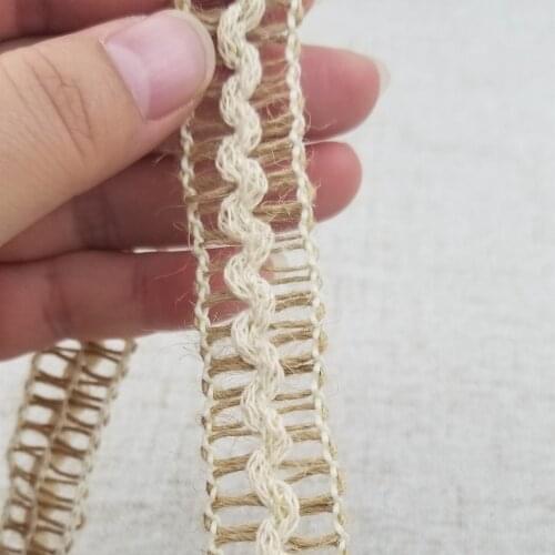 5M Hollow Hemp Ribbon with White Cotton Line Tape Roll Vintage Rustic Wedding Decoration Rural Gift Box Supplies