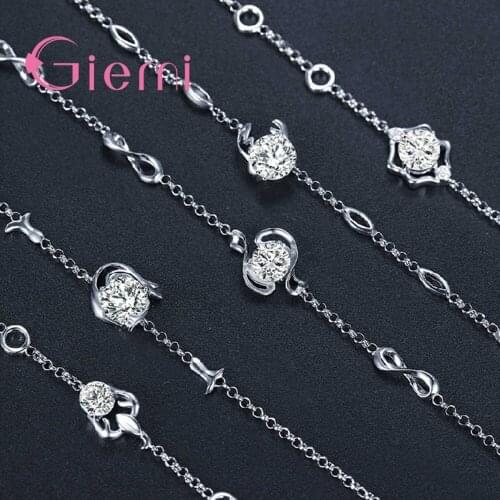 Fashion 12 Zodiac Signs 925 Silver Constellation Bracelets For Women Gifts Charm Chain Bracelet Crystal Zircon Jewelry Bijoux