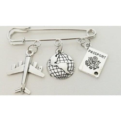 Hot, S brooch airplane passport & earth brooches for women flower airplane brooch pin mens gift