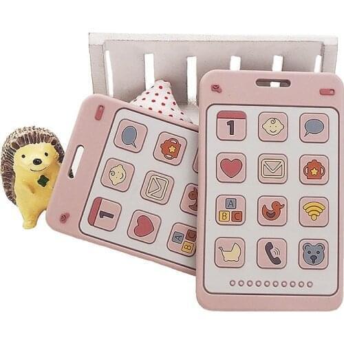 Chenkai 10PCS Silicone Phone Teether Baby Teething BPA Free Sensory Pacifier DIY Infant Necklace Pendant Teething Chewing Toy