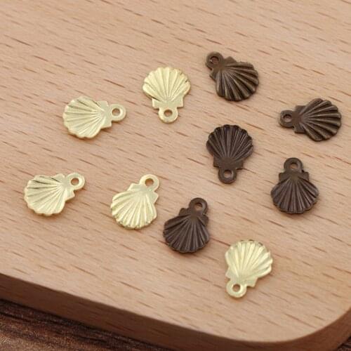 50pcs/lot 6x8mm Shell Flower Pendants Copper Charms Pendant for DIY Bracelet Ear Jewelry Findings Making Craft