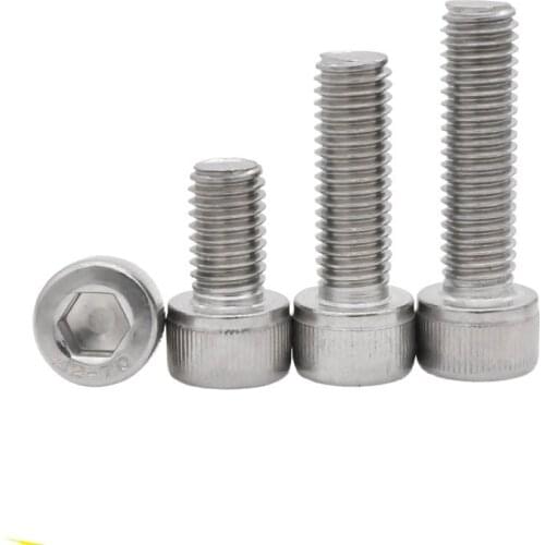 10-100pcs DIN912 M3 M4 M5 M6 M8 Metric Thread 304 Stainless Steel Hex Socket Head Cap Screw Bolts 4-50 mm
