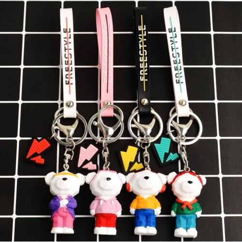 Cute Cartoon Bear Key Ring Cartoon Doll Car Key Pendant Lady Bag Pendant Male Car Key Ring Small Jewelry Friend Gift Wholesale
