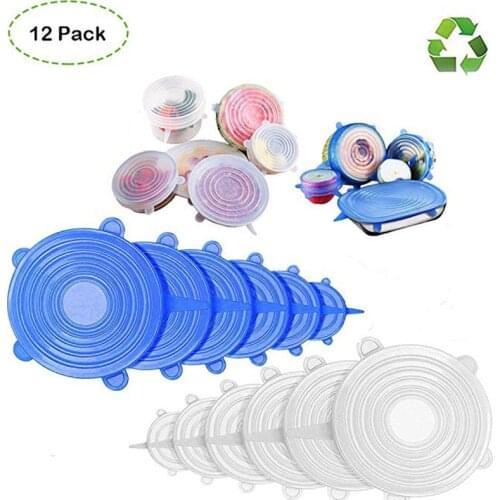 Reusable Silicone Stretch Lids Pack of 12 Llids Various Sizes Various Sizes and Shapes of Containers Food Covers or Bowl Covers