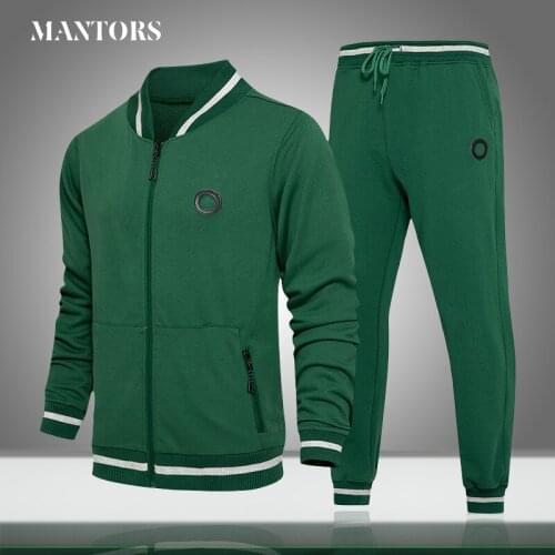 New Mens Set 2021 Spring Autumn Men Sportswear Jogging Tracksuit Jacket+Pant 2PCS Sets Solid Color Zipper Sports Suit Clothing