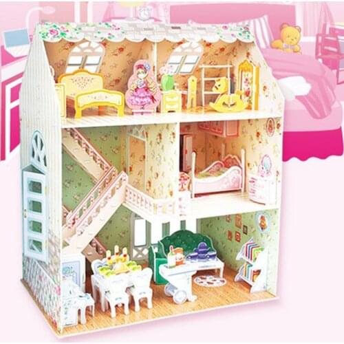 DIY Wooden Doll House Kits - European Beach Architecture House - Home Decoration - Miniature Building Toy for Children Birthday