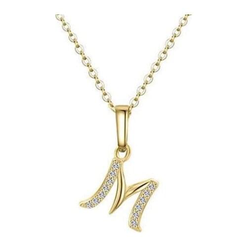 New Anniversary gold color 26 A-Z Letter Name Initial Necklaces for Women/Girls Long Big Letter Pendant Necklace with CZ