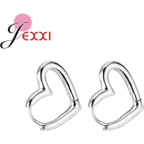 New 925 Sterling Silver Heart Pattern Hoop Earrings For Women Girls Party Dancing Korean Style Fine Jewelry Accessory