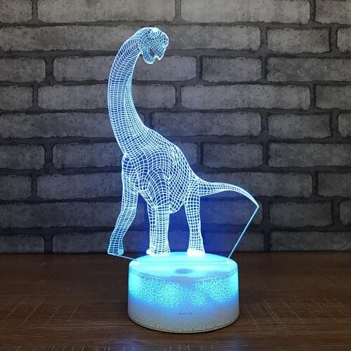 New Source Of Dinosaurs Usb 3d Lights Creative Led Gift White base Lovely 7 color change 3D Lamp Usb Led Kids Lamp