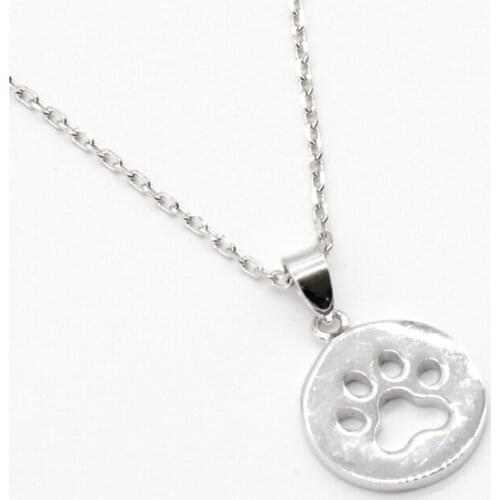 925 Silver Pendant Necklace Dogs Footprints Paw Jewelry Romantic Cute Style for Women Girls Birthday Party Jewelry Gifts