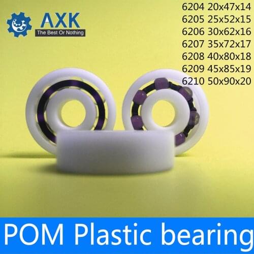 POM Bearing 6204 6205 6206 6207 6208 6209 6210 ( 2 PCS ) Glass Balls Nylon Cage Plastic Ball Bearings