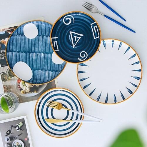Japanese Style Tableware Plates Creative Household Ceramic Western Food Fruit Pasta Steak Nordic Creative Personality Plates