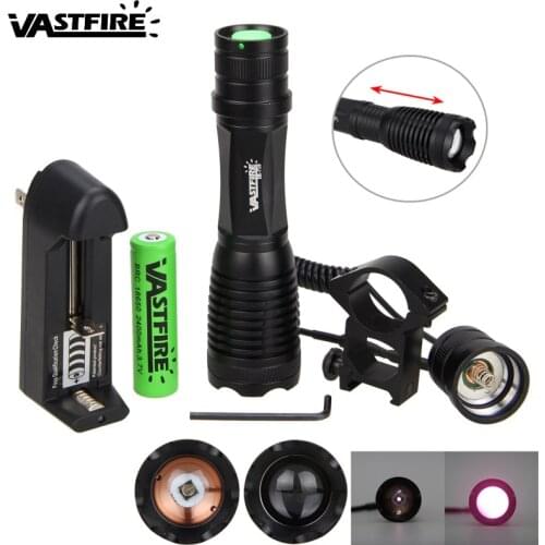 LED Zoomable Focus 3W Infrared Light Flashlight Hunting Torch Night Vision IR lamp 850nm Tactical Hunting Torch+Gun Mount+18650