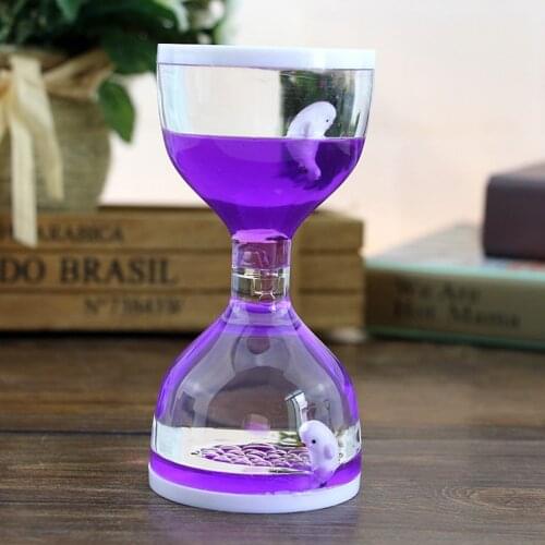 Dolphin Liquid Motion Bubbler Timers, Oil Hourglass Sensory Relaxation Toy Visual Bubble for Office & Desk Decor Gifts Purple