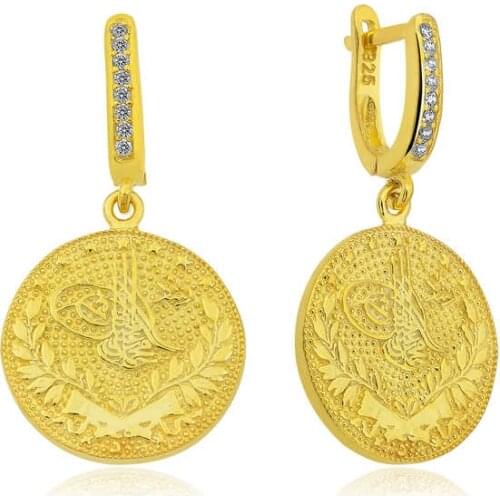 Tevuli 925 Sterling Silver Reşat Detailed Mengeçli Earrings