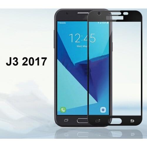 Ultra-Thin black color full screen protector Tempered Glass film For Samsung Galaxy J3 2017 Screen protective glass film