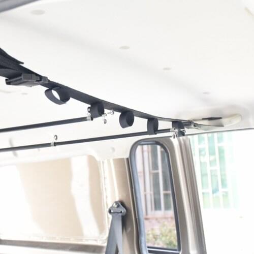 Holder Interior Car SUV Ceiling Storage Net with Fishing Rod Roof Rack Polyester Sundries Organizers for Long Travel Fishing