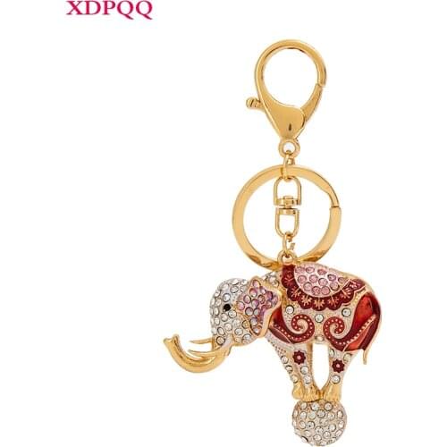 XDPQQ Fashion Jewelry Keychain Acrobatic Elephant Shape Keychain Alloy Rhinestone Memorial Gift Bag Pendant