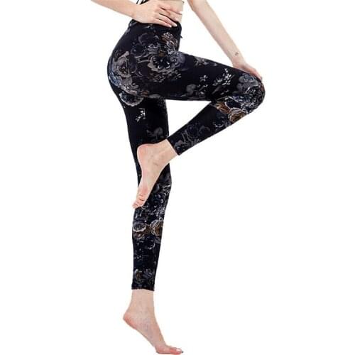 INDJXND Fitness Leggings Pants Women Print Trousers Stretch Pencil Plus Size Workout Flower Rose Pattern Streetwear XXL Bottom
