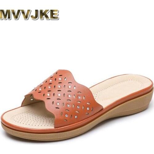 MVVJKE Fashion new flat women slippers rhinestone slides women sandals flip flops word hollow out non-slip women simple sandals
