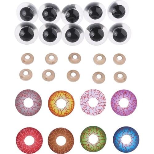 10pcs 12mm/14mm/16mm/18mm/20mm/24mm Plastic DIY Puppet Safety Eyes for Handmade Horror Doll Craft Halloween Toy G99C