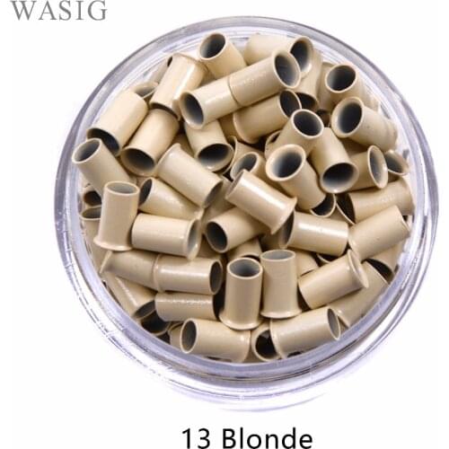 1000Pcs 3.4*3.0*6.0mm Flared Euro Locks Micro Copper Tube Rings Links Beads for Human Hair Extensions Tool 13# Blonde