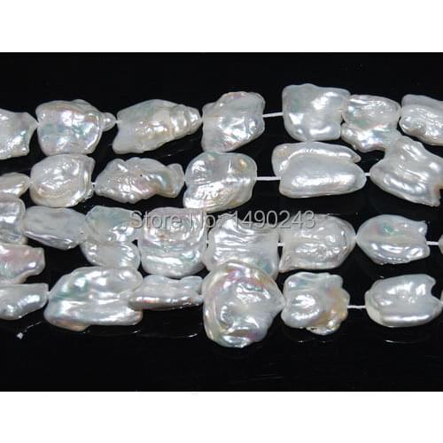 16 inches 13-20mm Natural White Baroque Keshi Pearl Loose Strand