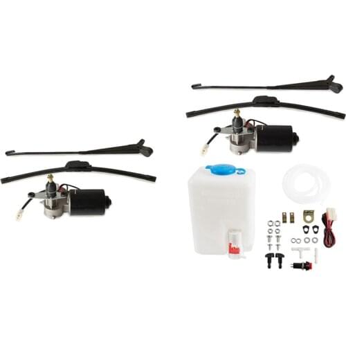 2Set Universal UTV Electric Windshield Wiper Motor Kit Assembly with Spray Bottle for Polaris Ranger RZR 900 Kawasaki